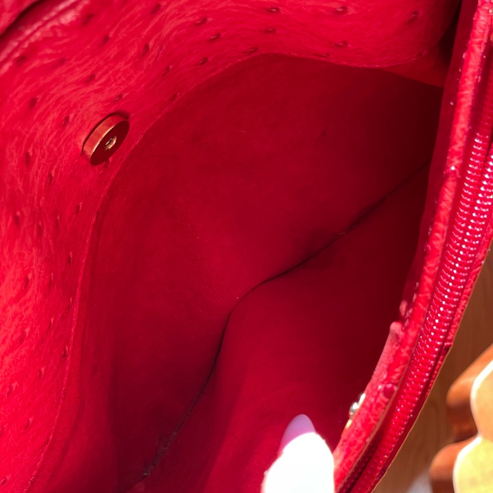 Vintage Rare Gucci Red Ostrich Leather Messanger Purse Shoulder Bag - Picture 3 of 15